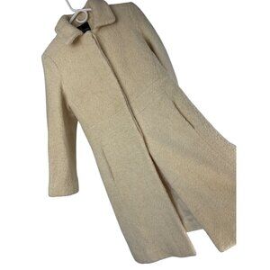 VTG 80s London Fog Cream Wool Boucle Overcoat French Placket & Pockets Size 8